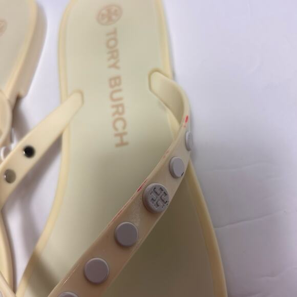 TORY BURCH WOMEN'S WHITE YELLOW STUDDED JELLY SANDALS SIZE 9 - Picture 4 of 7